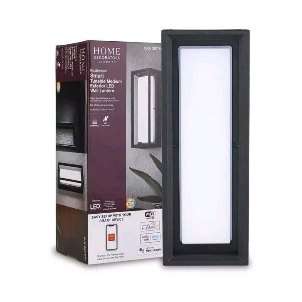 H D Rockwood 14.93 in. Black Modern Integrated LED Sconce Powered by Hubspace